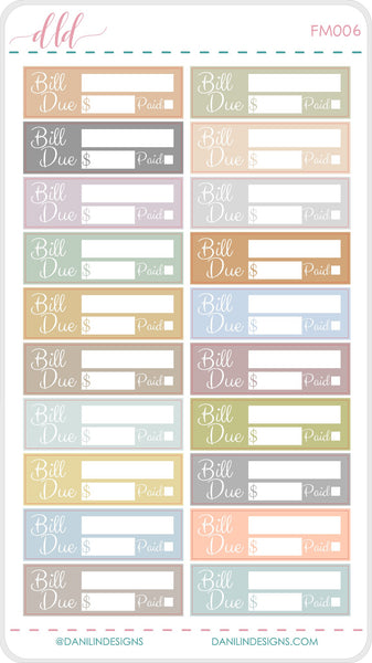 Functional Neutral Colored Bill Pay Stickers - Monthly