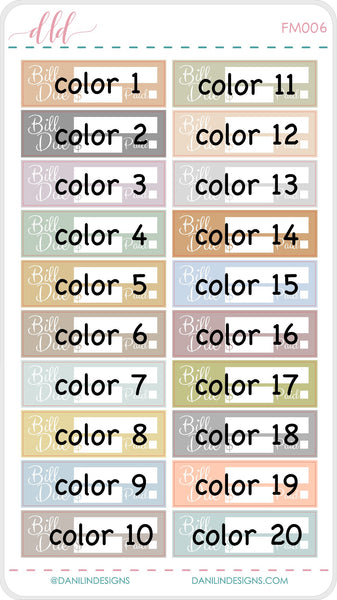 Functional Neutral Colored Bill Pay Stickers - Monthly