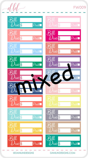 Functional Colorful Bill Pay Stickers - Weekly