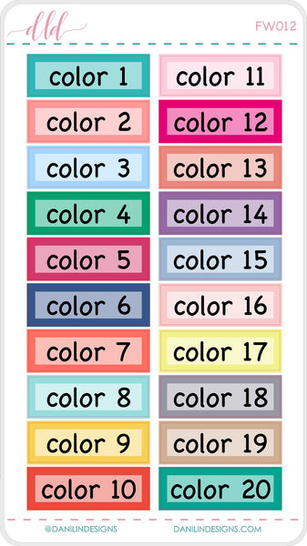 Functional Colorful Quarter Box Stickers - Weekly