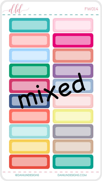 Functional Colorful Quarter Box Stickers - Rounded Corners - Weekly