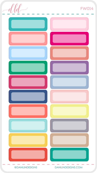 Functional Colorful Quarter Box Stickers - Rounded Corners - Weekly