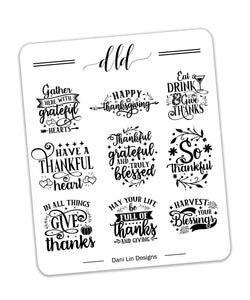 Foiled Thanksgiving Quote Stickers